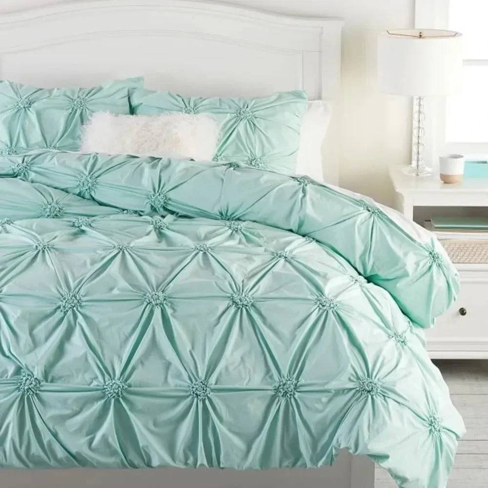 Pottery Barn Dorm Ruched Rosette Duvet Cover - Picture 1 of 7